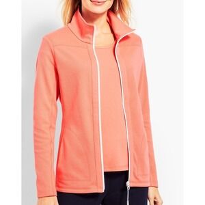 T by Talbots Jacket Sports Activewear Full Zip Athleisure Orange Sherbert Size M
